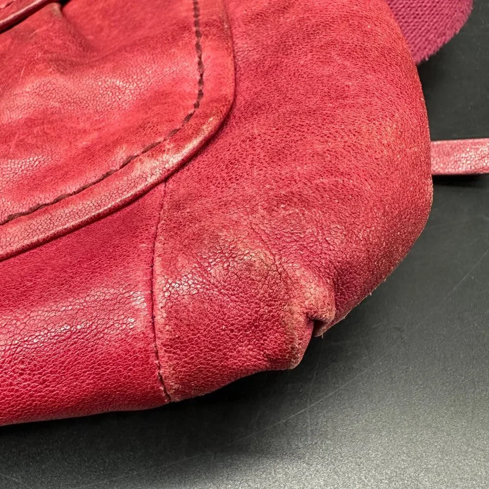 Fossil Red Leather Crossbody Purse 1954 Adjustable Strap Brass Accents READ - Picture 12 of 15